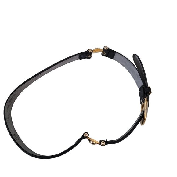 Vintage Daniel Hechter Belt Black Leather Gold Hardware - Picture 4 of 13